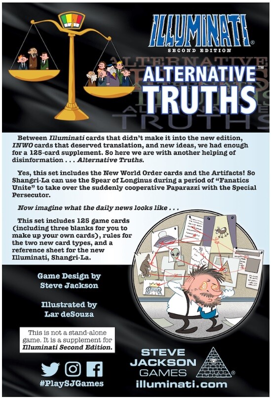 Alternative Truths EXPANSION Illuminati 2nd Edition Steve Jackson Games SJG 1578