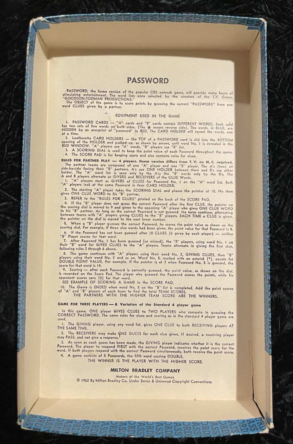 Vintage Milton Bradley Password Game Volume Four 4 (1964) #4260 Used Complete