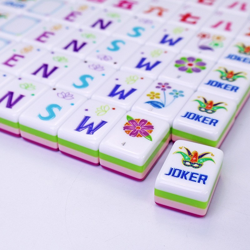 NEW! Vibrant Layered Mahjong Tiles Full American Set 160Tiles – Rosered acrylic