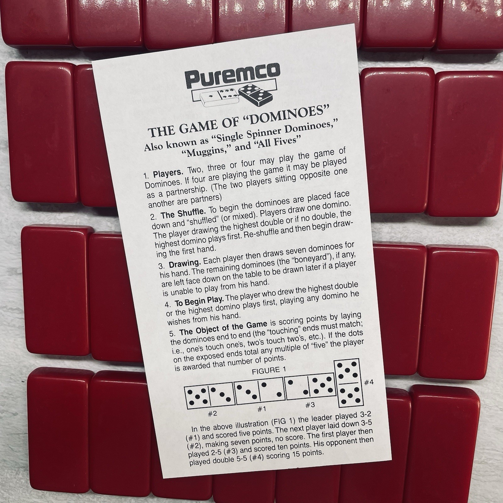 Puremco Marblelike Dominoes Red Tournament Large Face Extra Thick