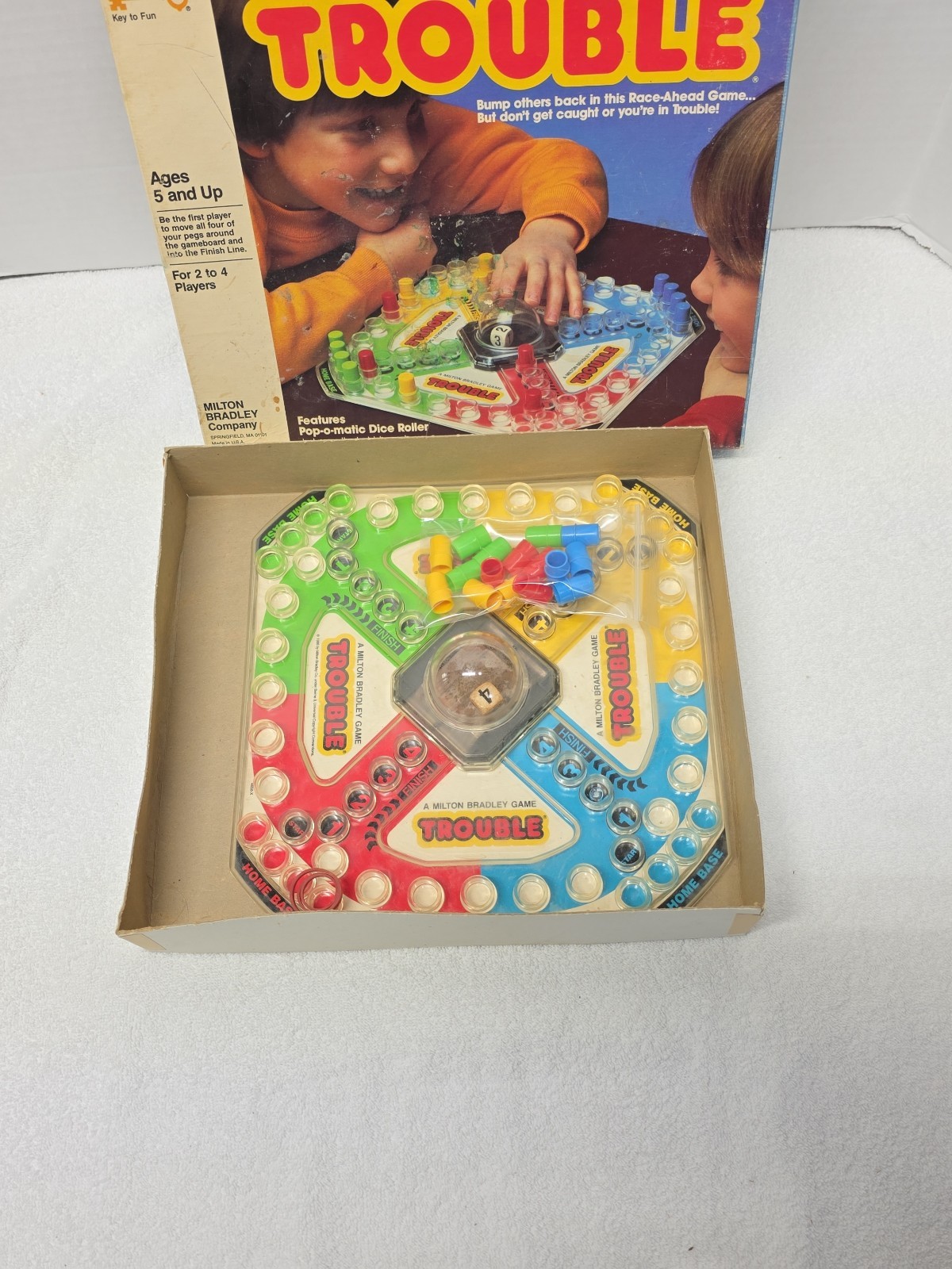 Vintage 1986 Trouble Board Game Pop O Matic Milton Bradley Complete & Works