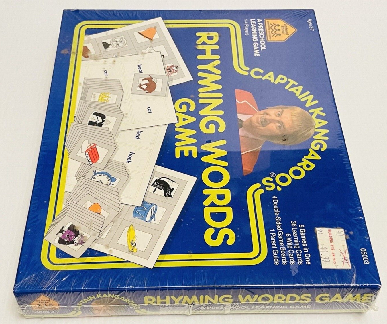Vintage Captain Kangaroo’s Rhyming Words Game by School Zone 1987 Sealed.