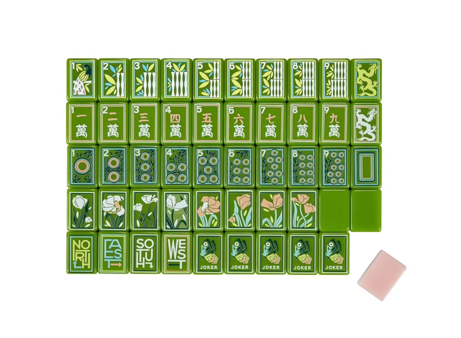 160 hand-painted oil painting style American mahjong tiles, 3 layers of acrylic.