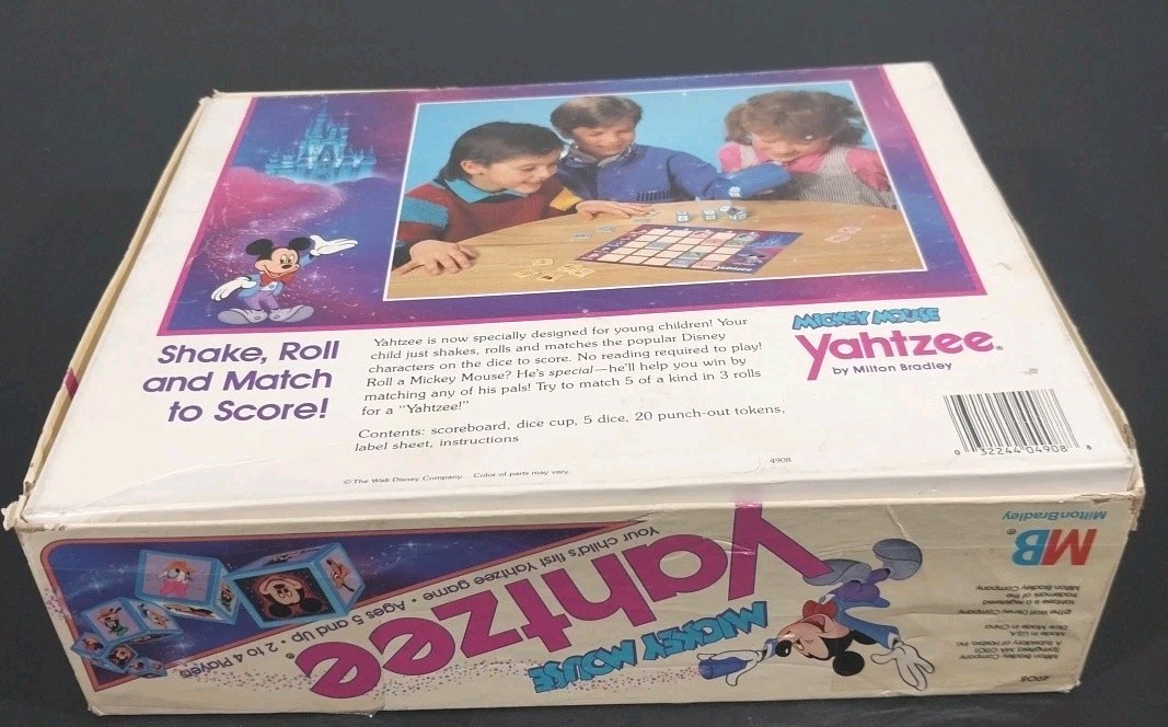Vintage Mickey Mouse Yahtzee Game 1988 Milton Bradley Disney 4908 COMPLETE