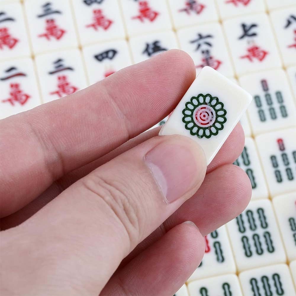 Vintage Chinese Mahjong Set Traditional 144 Tiles Mah-Jong Game Set w/ Case Box