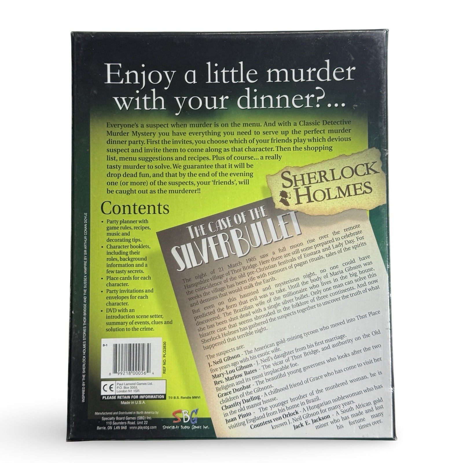 Sherlock Holmes Silver Bullet Murder Mystery Dinner Party Game DVD NEW Sealed