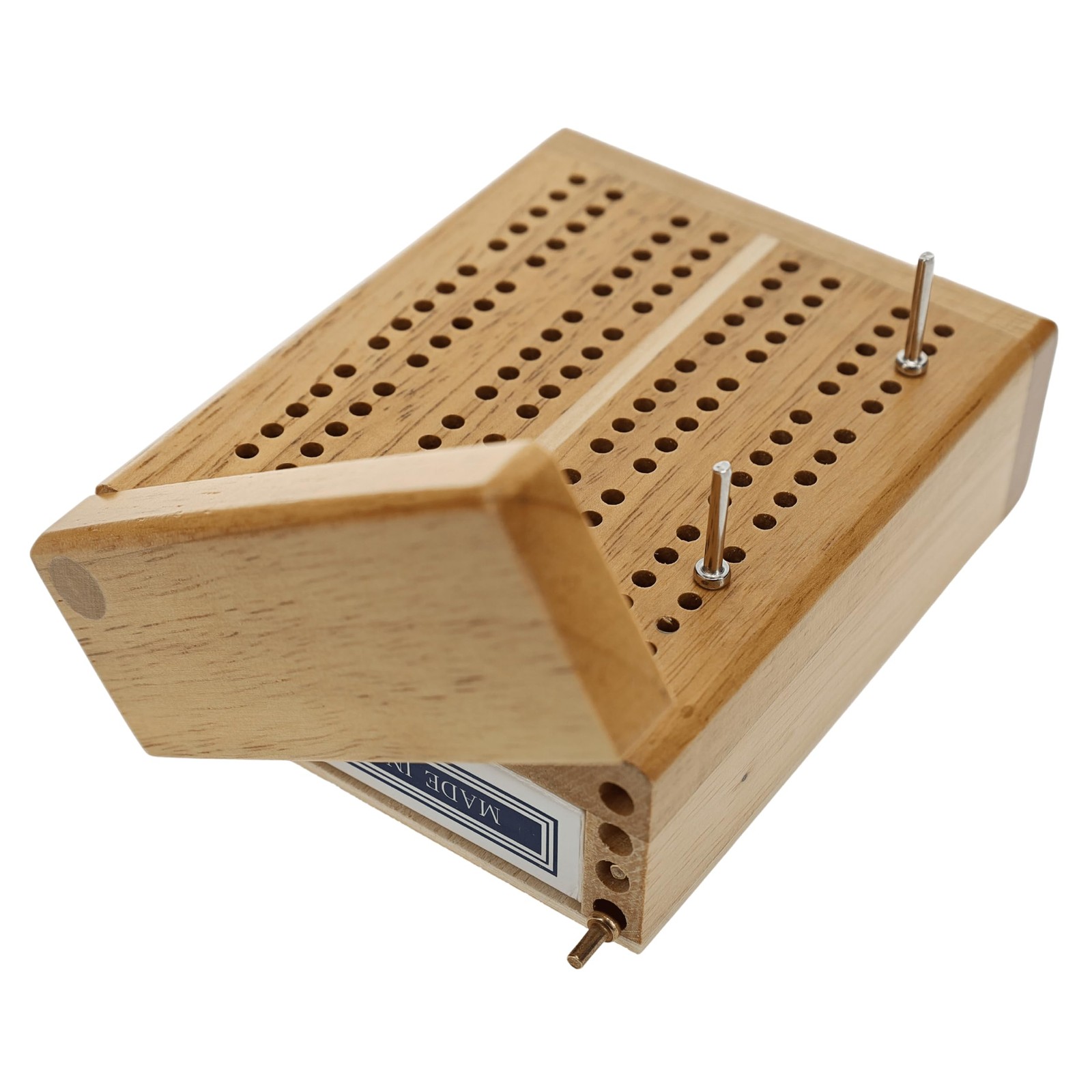 WE Games Wooden Travel Cribbage Board Game Set 4.75 in, Small 2 Track Travel Cri