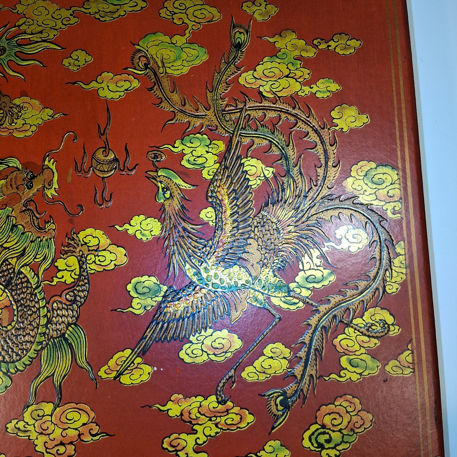 Vintage Chinese Dragon Phoenix Multi Game Chest Chess Backgammon Go Complete 16″