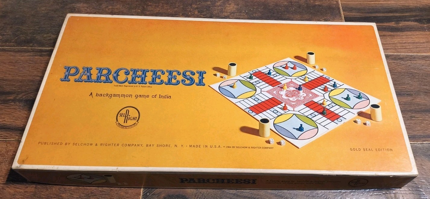 Vintage 1964 Parcheesi Board Game Gold Seal Edition Complete