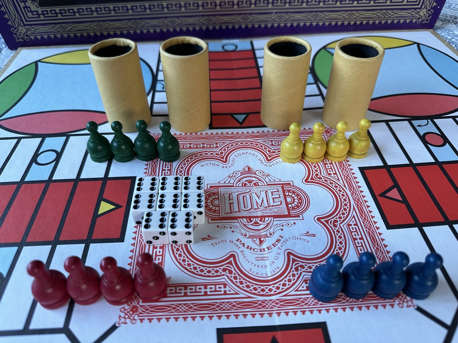 1989 Milton Bradley PARCHEESI Game Deluxe Edition Royal Game of India Complete