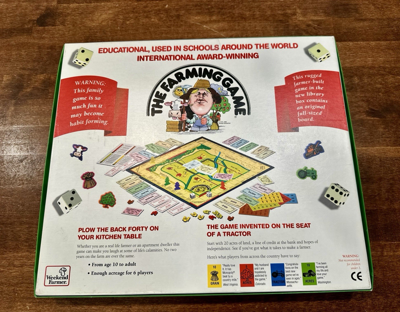 1996 The Farming Game, Harvest the Fun! Weekend Farmer Board Game COMPLETE