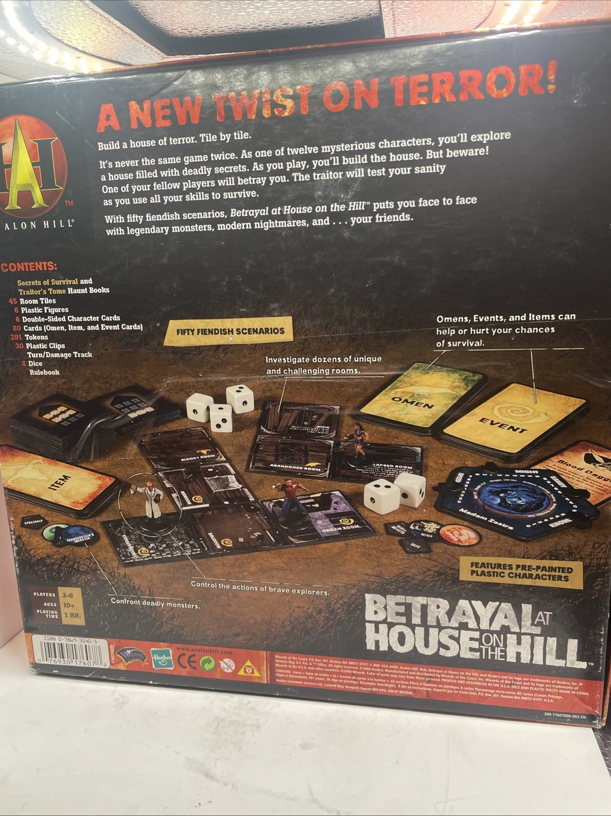 Betrayal at House on the Hill Board Game – Incomplete – Parts & Pieces Only