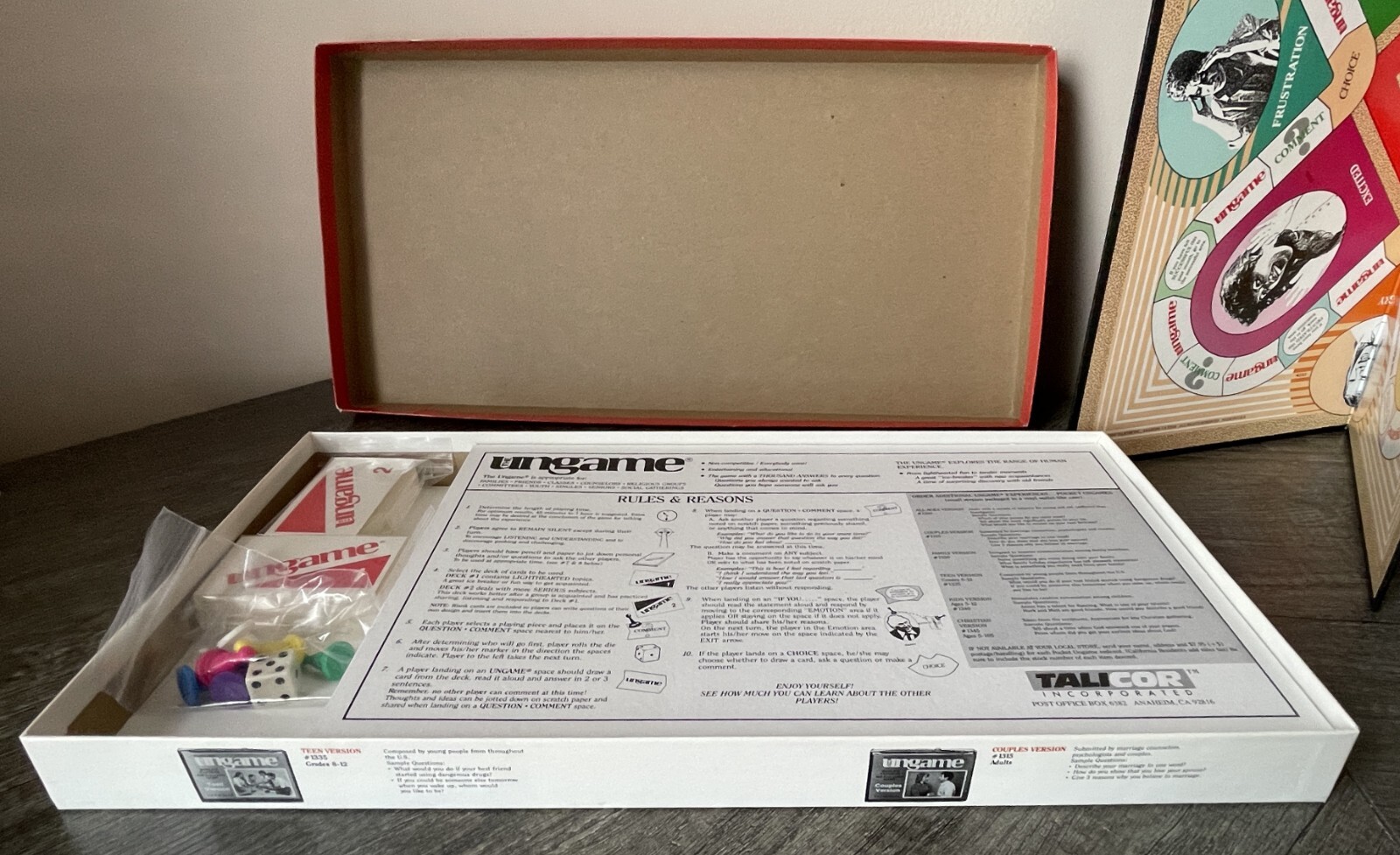 TaliCor Ungame Board Game Christian 1989 Family Self-Expression 100% COMPLETE