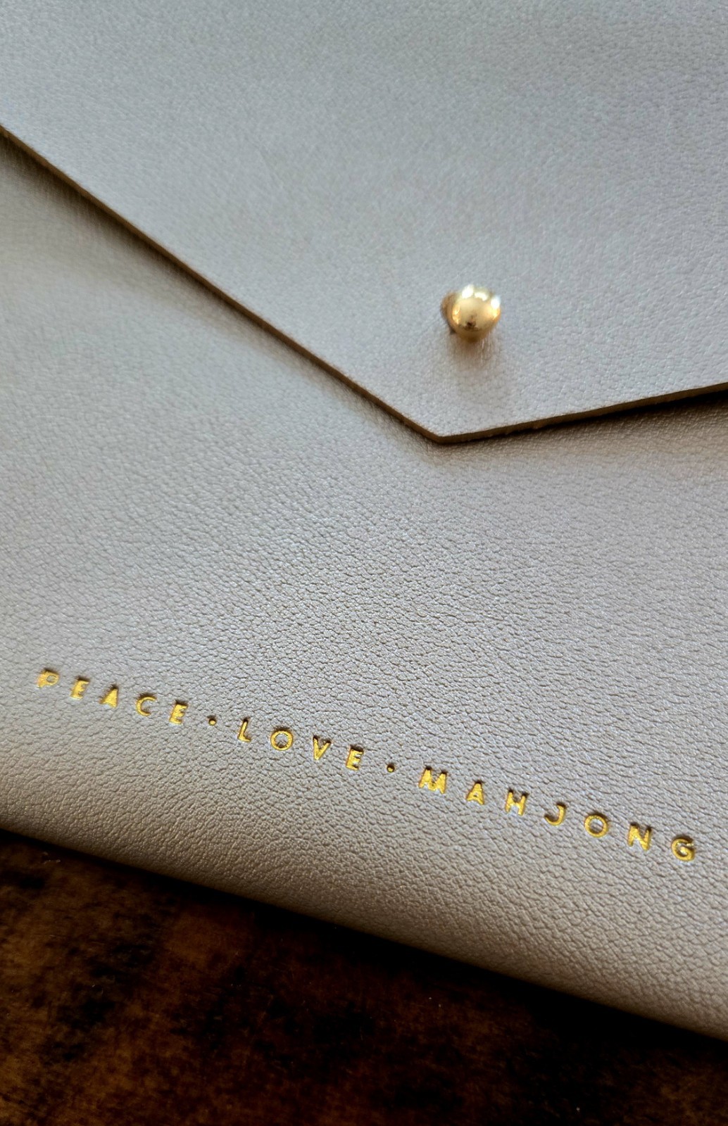 Peace Love Mahjong Card Clutch Holder Pouch Gold Foil Embossed 8X5.75 Large New