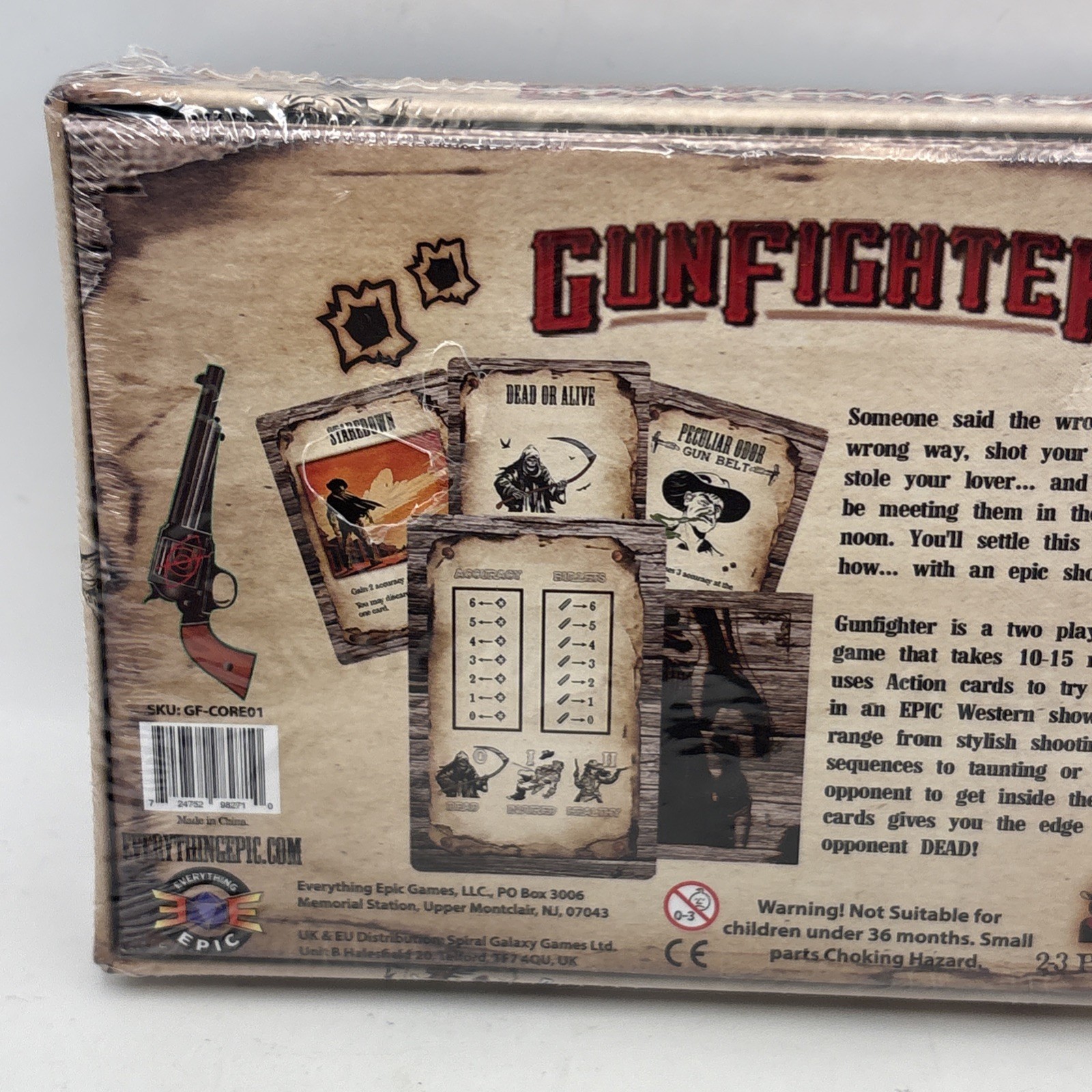 NEW SEALED Gunfighter Card Game by Everything Epic Games 2-3 Players AGES 14+