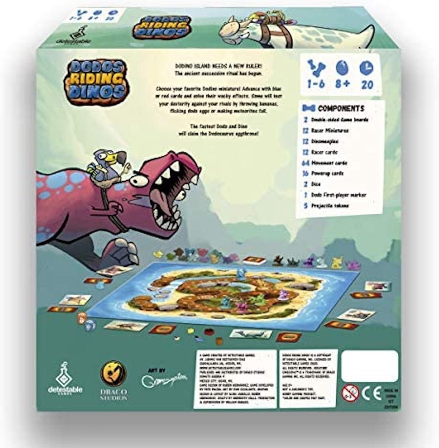 Dodos Riding Dinos Board Game KICKSTARTER (1-6 Player) New 1st Edition Free Ship