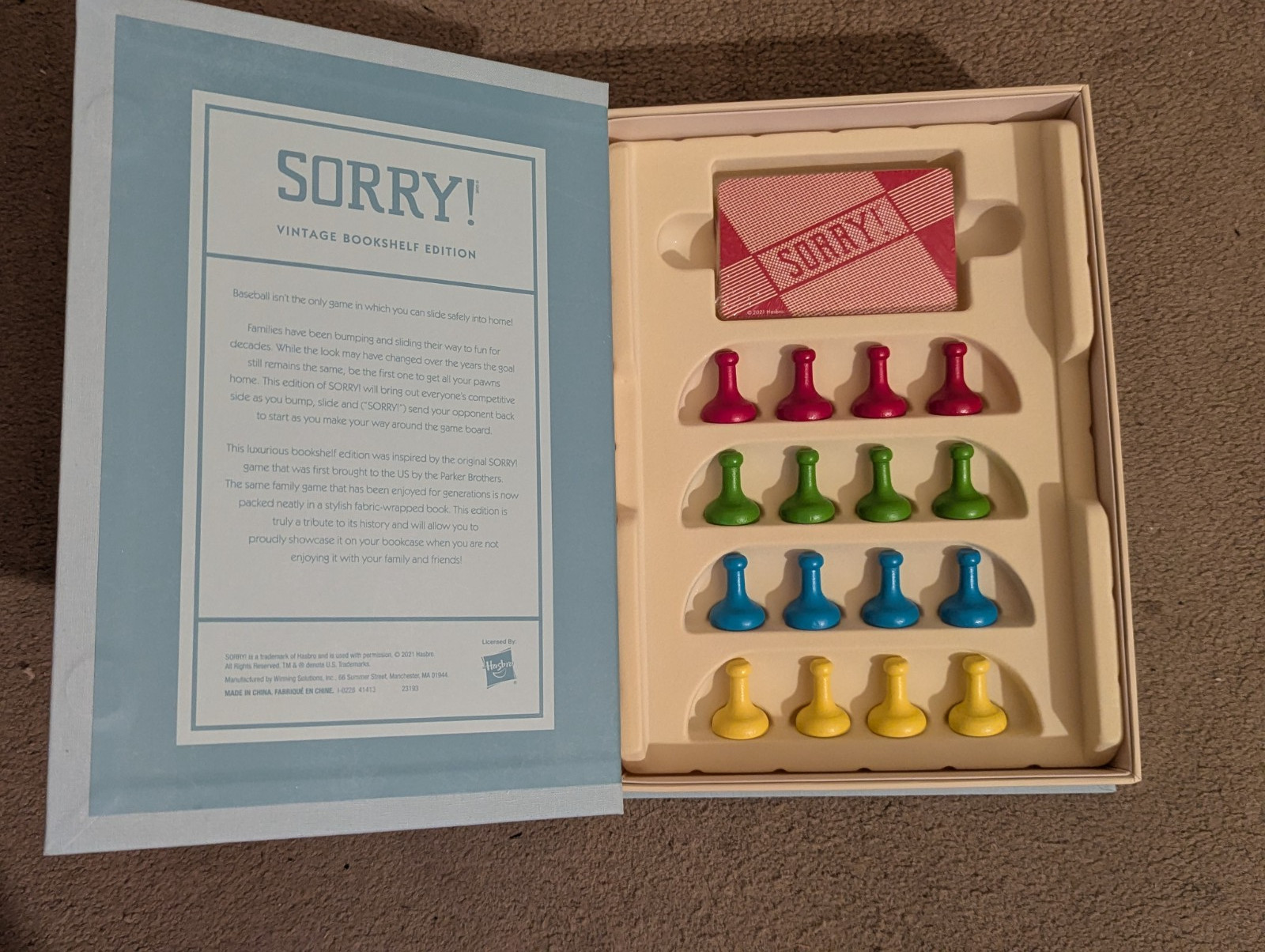 Sorry Vintage Bookshelf Edition by WS Game Company Sorry! Deluxe Board Game New
