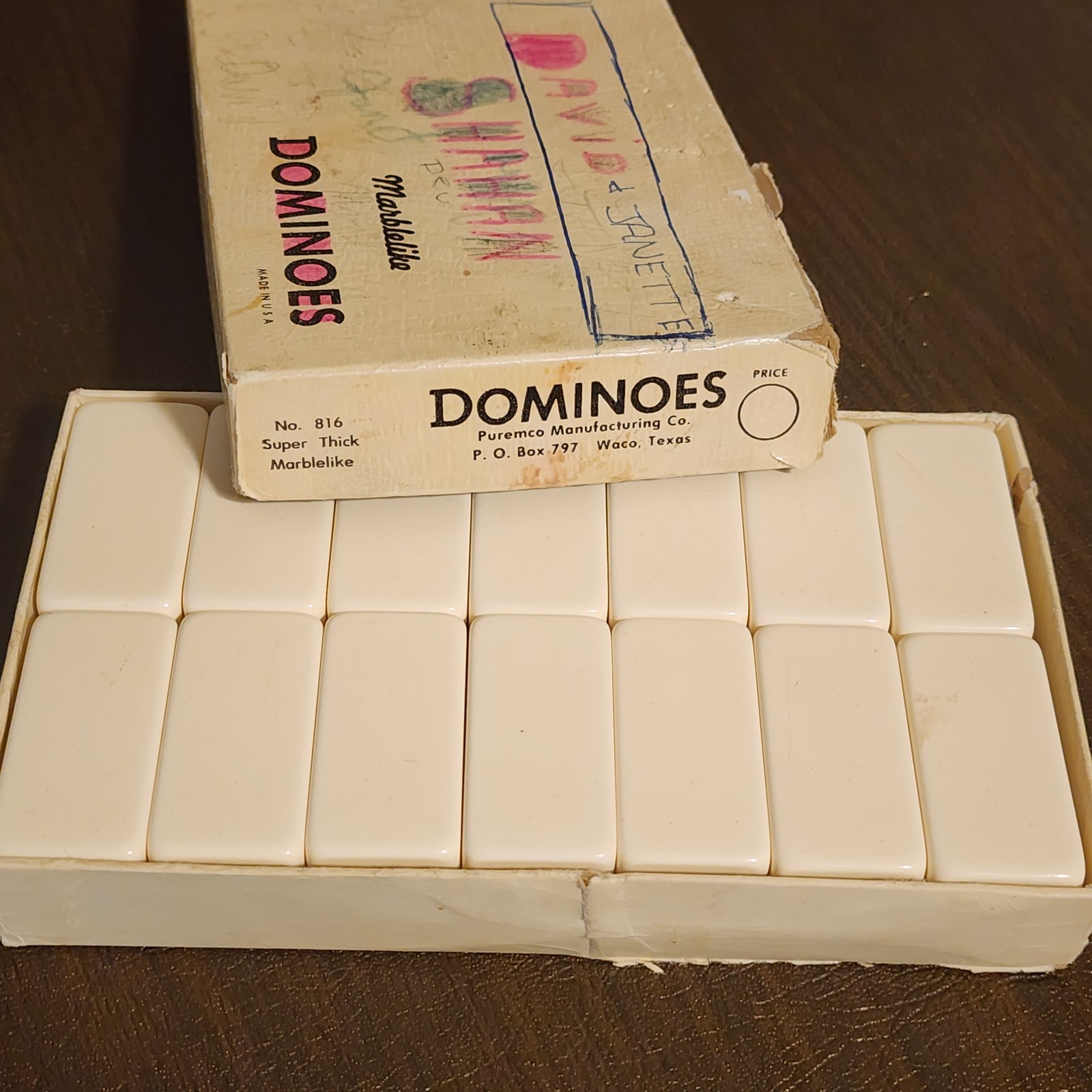2 Vintage Puremco Marblelike Dominoes Professional Extra & Super Thick 816 Set *