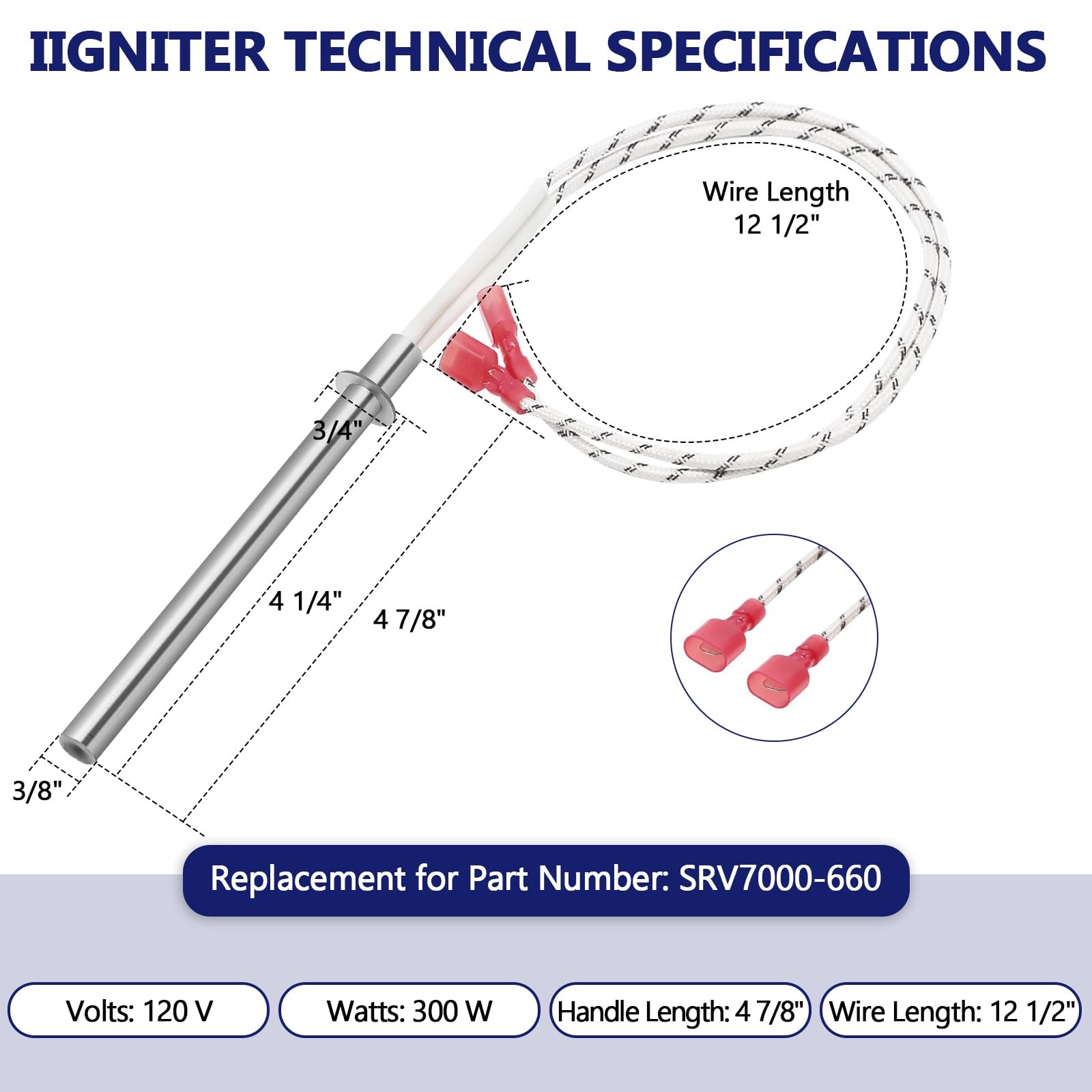 Hiorucet SRV7000-660 Igniter Replacement for PelPro ×2, Silver