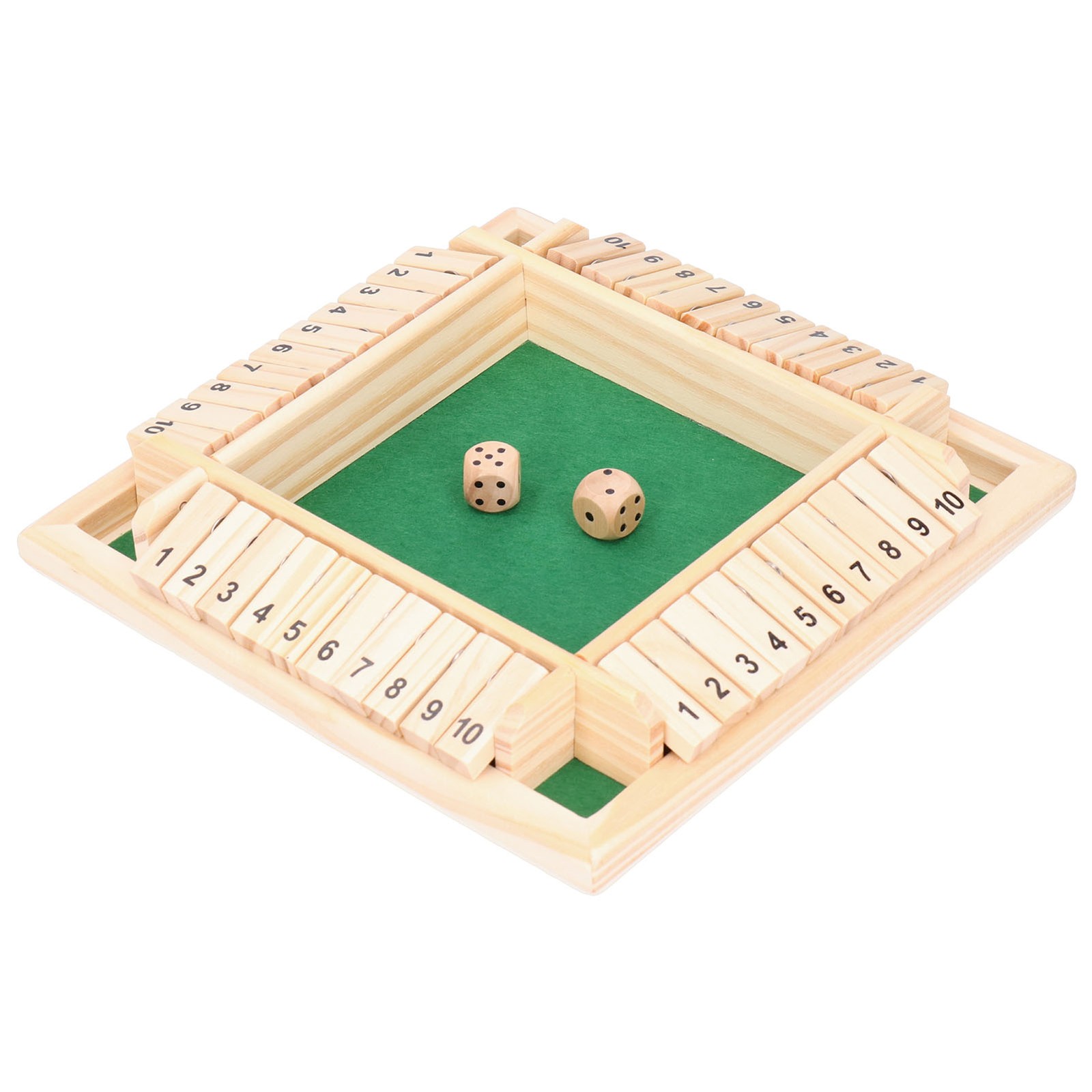 Wooden Number Shut the Box Dice Game Set Ideal for 4 Players Family Party Game