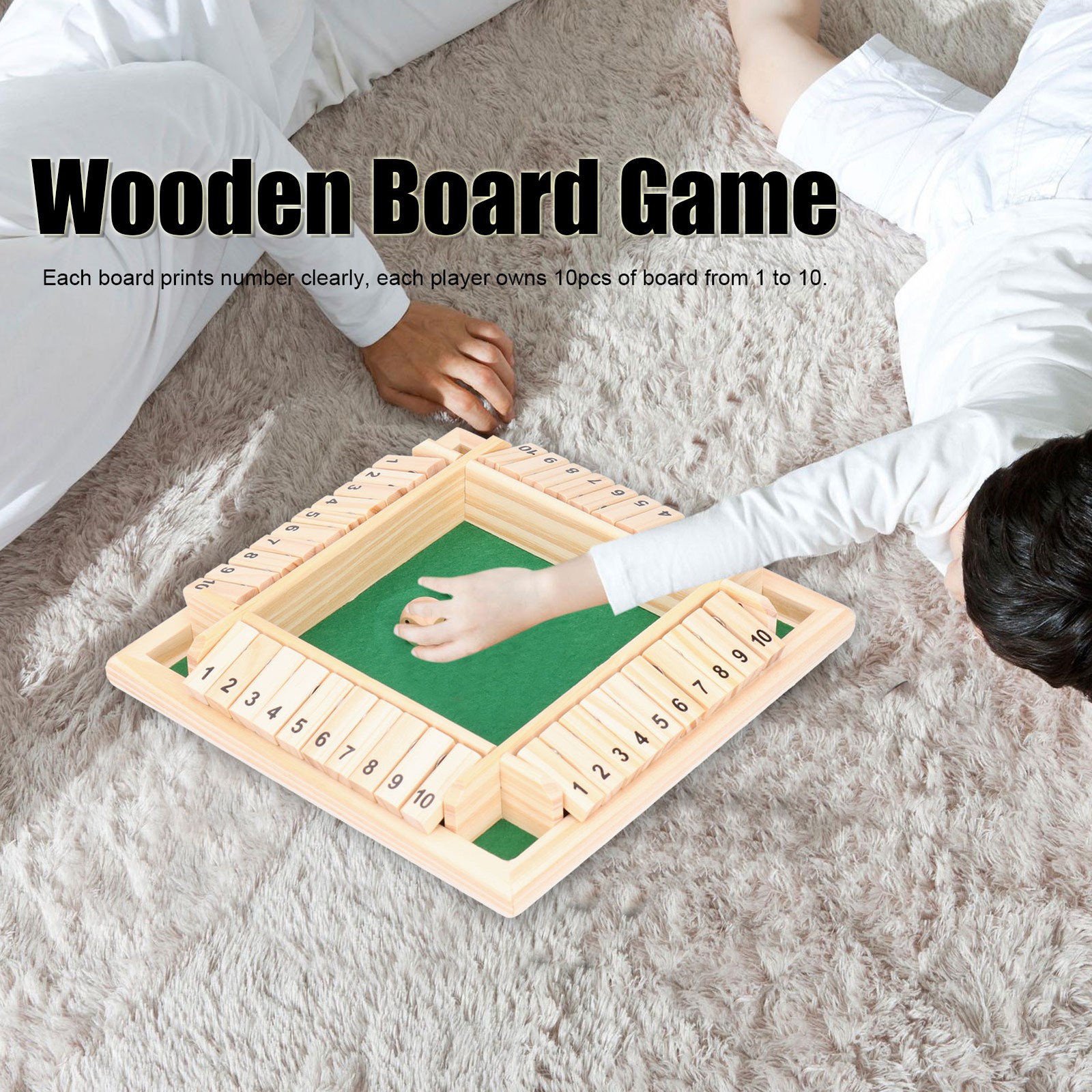 Wooden Number Shut the Box Dice Game Set Ideal for 4 Players Family Party Game
