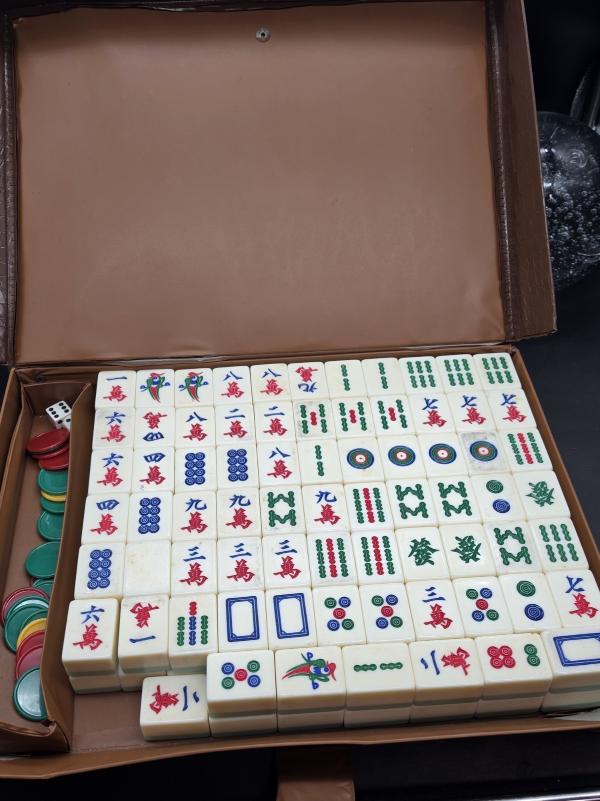 Mahjong Game Set 145 Pieces Canton Style Handmade Plastic Vtg