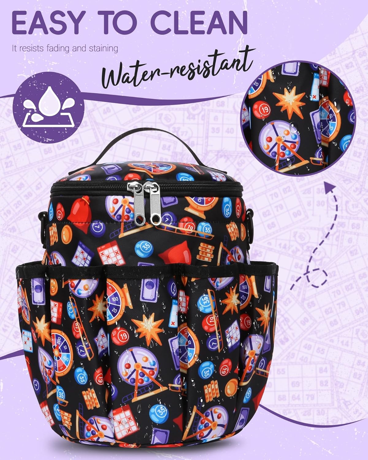Bingo Bags with Pockets for Bingo Daubers Dabbers Dobbers Dotters Bingo Bag for