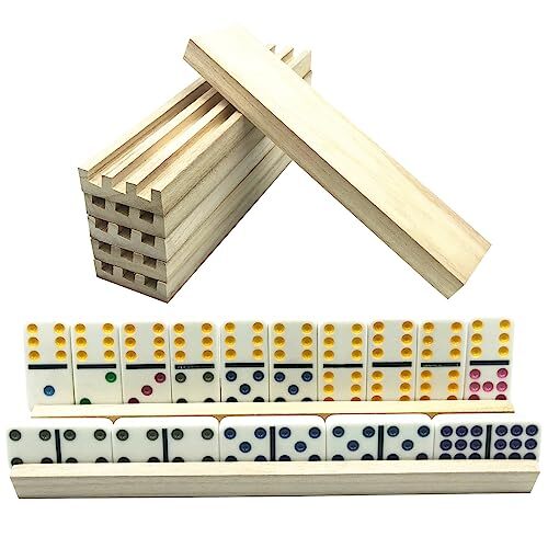 8 Pcs Natural Domino Trays Wooden Domino Racks Wood Domino Holders Domino