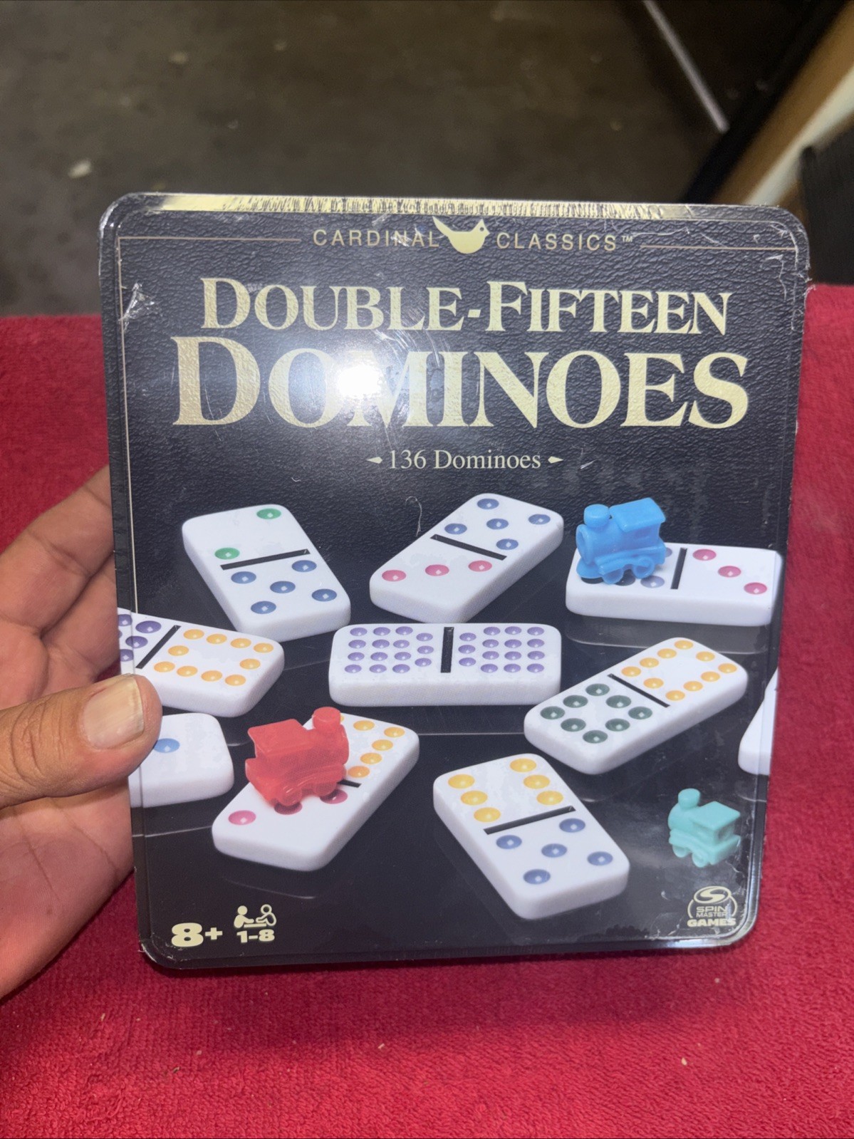 Cardinal Classics Double Fifteen Dominoes Set in Storage Tin | Line 15