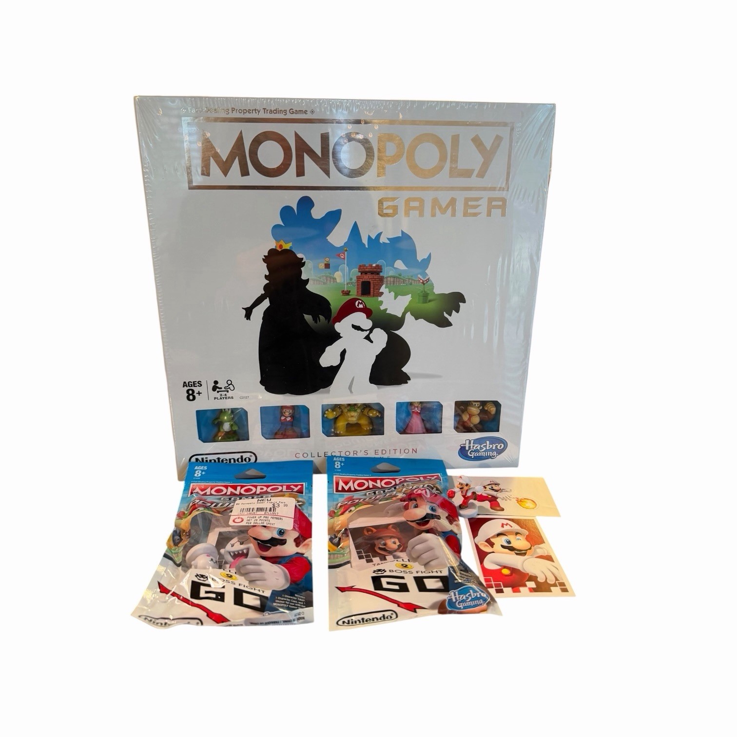Monopoly Gamer Mario Bros Nintendo Collector’s Ed + 2 Power Pack Characters New