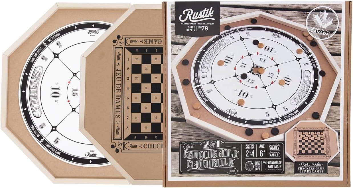 Educational Crokinole & Checkers Game: Foster Literacy & Strategic Thinking