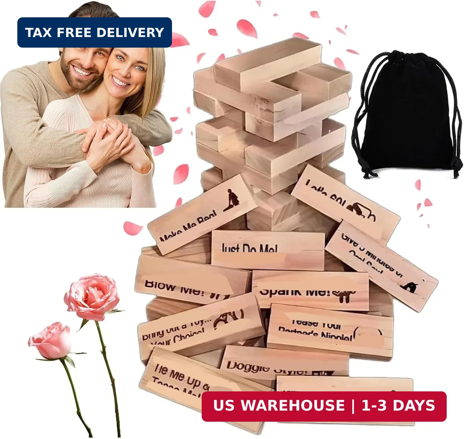 Lust Tower Naughty Block Game for Adult Couple Fun Stacking Party Date Xmas Gift