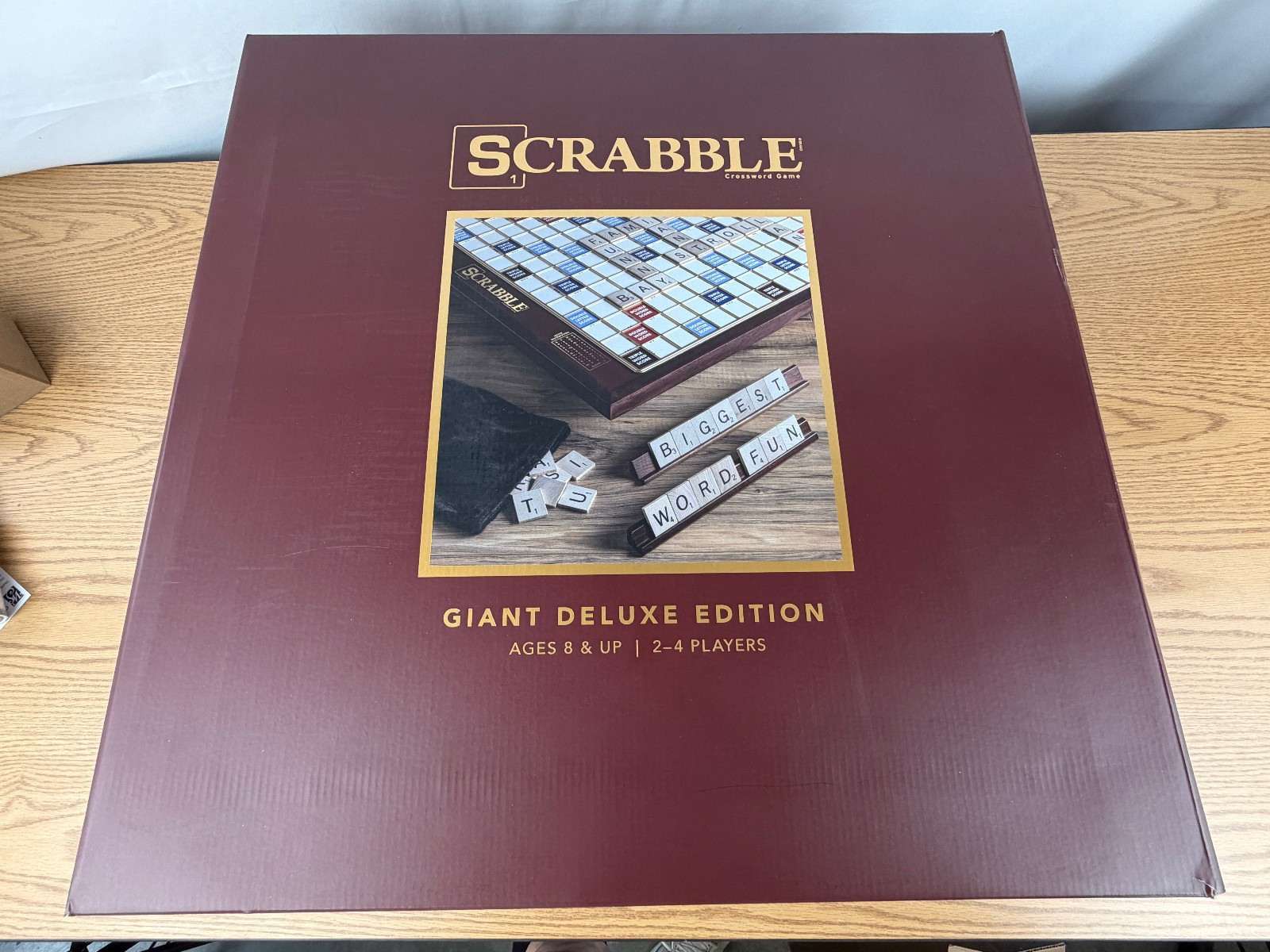 Scrabble Giant Deluxe Wooden Edition Turntable Board Game Open Box Item