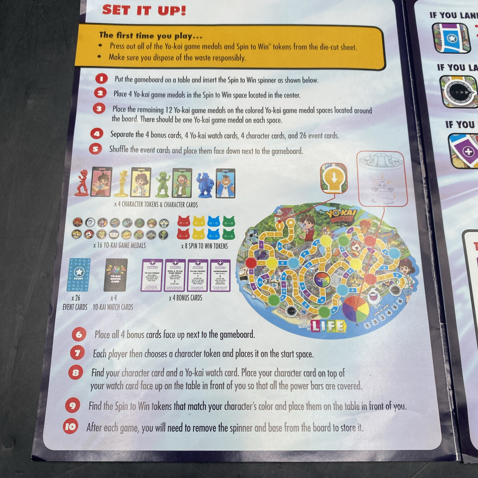 The Game of Life Yo-kai Yokai Watch Edition Board Game Hasbro Complete W Medals