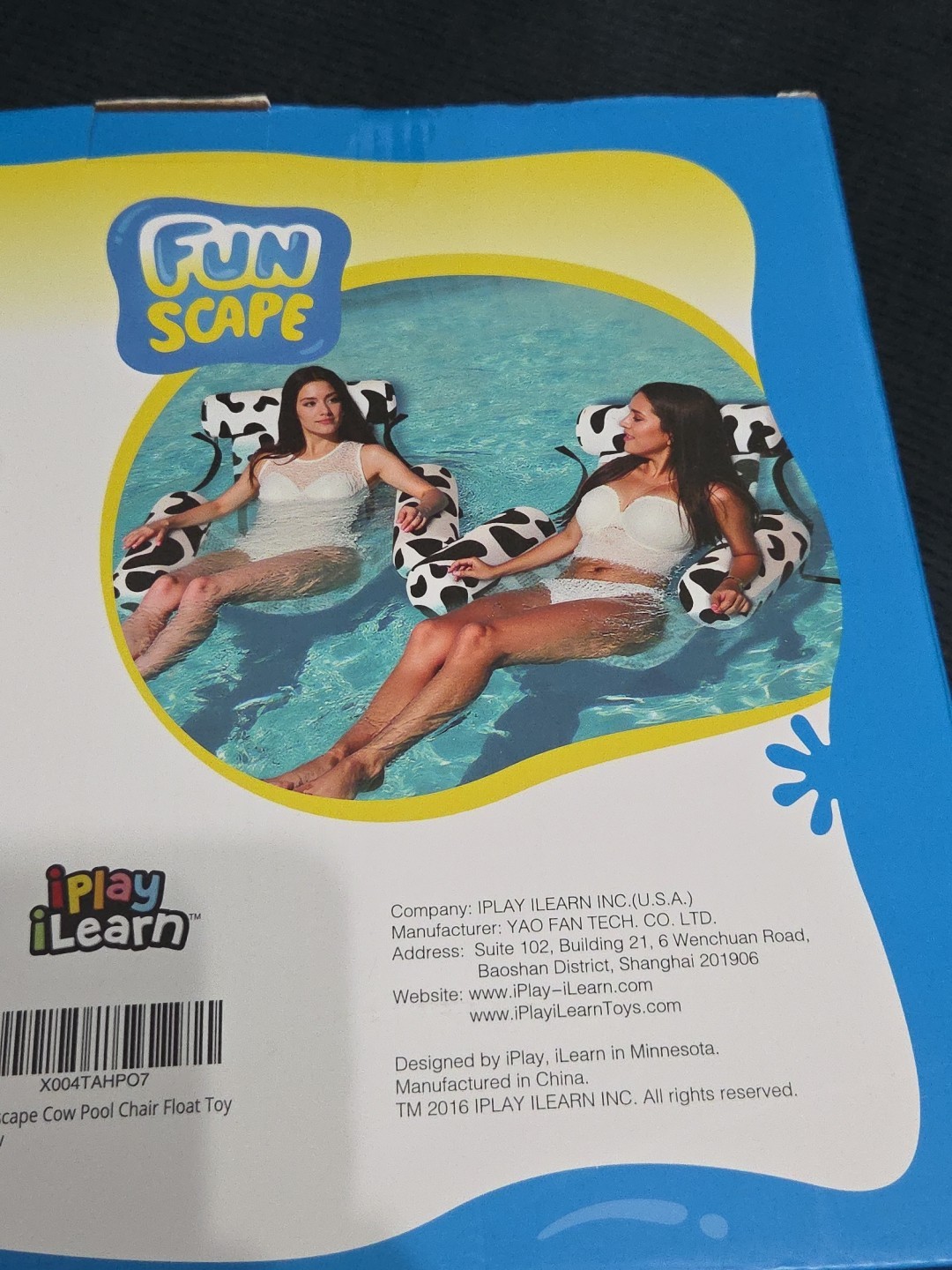 Inflatable Pool Floats Chairs 2 Pack Heavy Duty Cow Print Funscape Adult