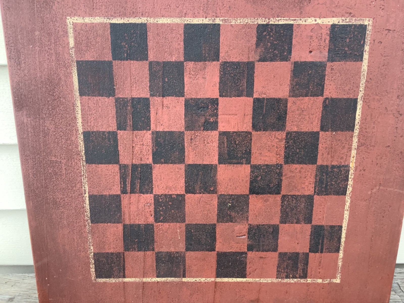 Vintage Primitive Style FolkArt Red Checker Board Wall Mount 16 3/4 x 23 1/4