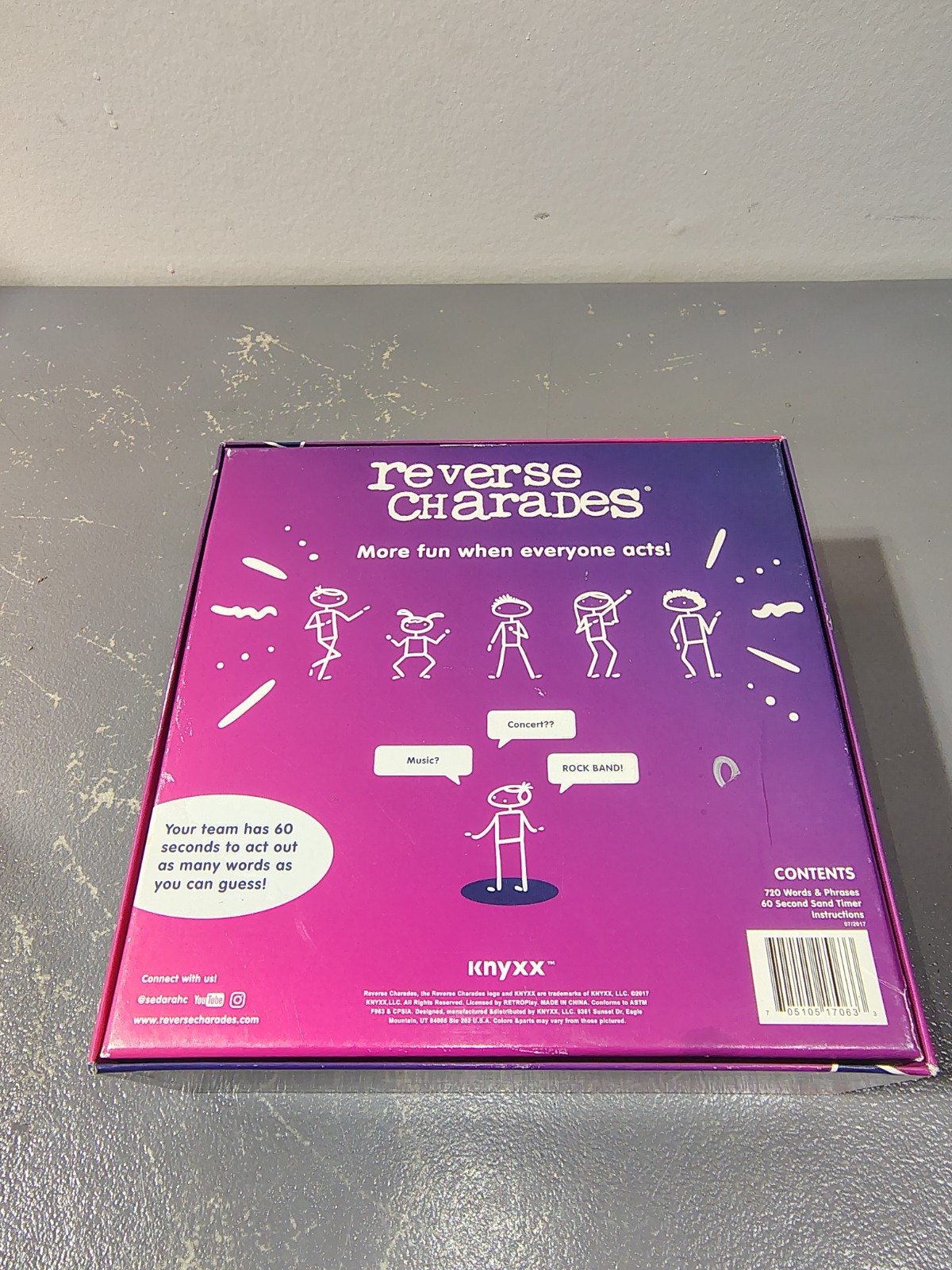 The Orginal Reverse Charades Knyxx Brand Party Game Purple Box