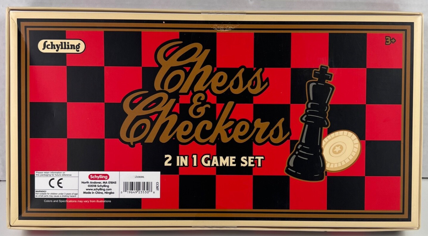 Schylling Chess & Checkers 2-in-1 Game Set Classic Family Board Game New