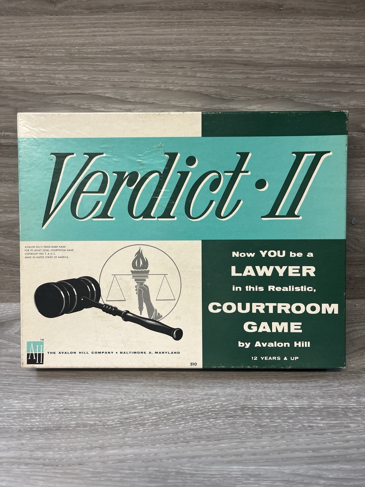 Avalon Hill 1961 : VERDICT II game – Now You are a Lawyer in Courtroom Cases