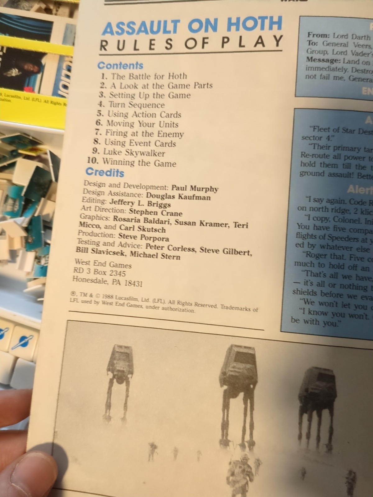 West End Games Star Wars Assault On Hoth 1988 – Used, COMPLETE