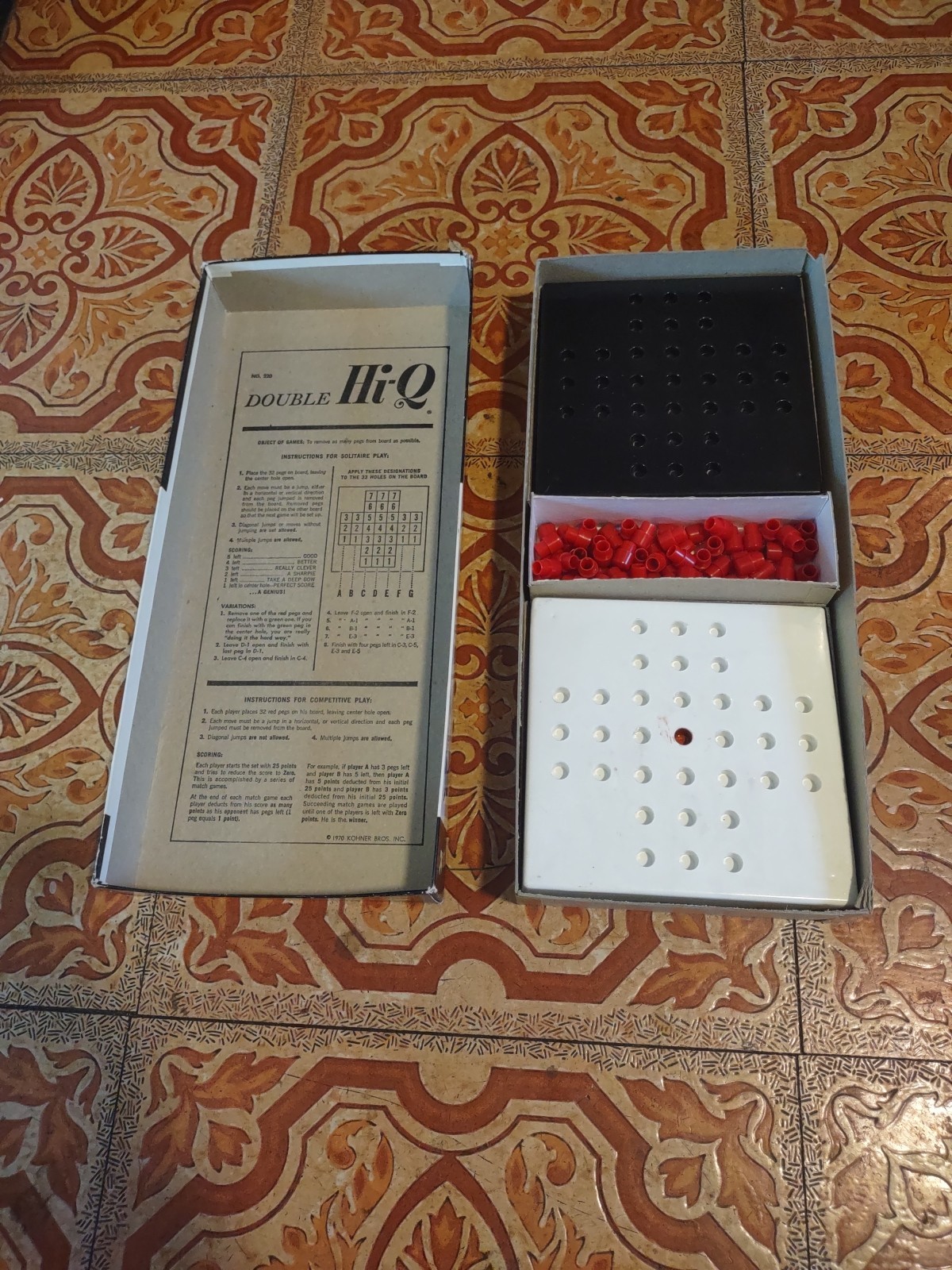 Vintage 1970 Double Hi-Q Game By Kohner For 1-2 Players – 100% complete