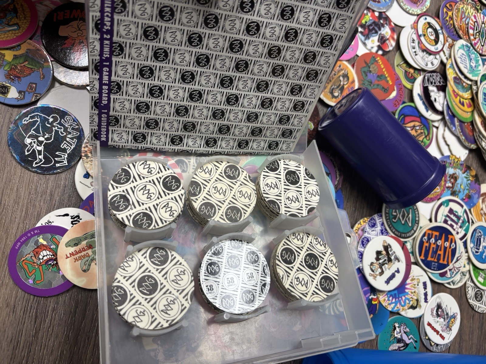 Huge Lot – 1990s Vintage 150+ Pogs and Slammers Milk Caps w/ Tubes