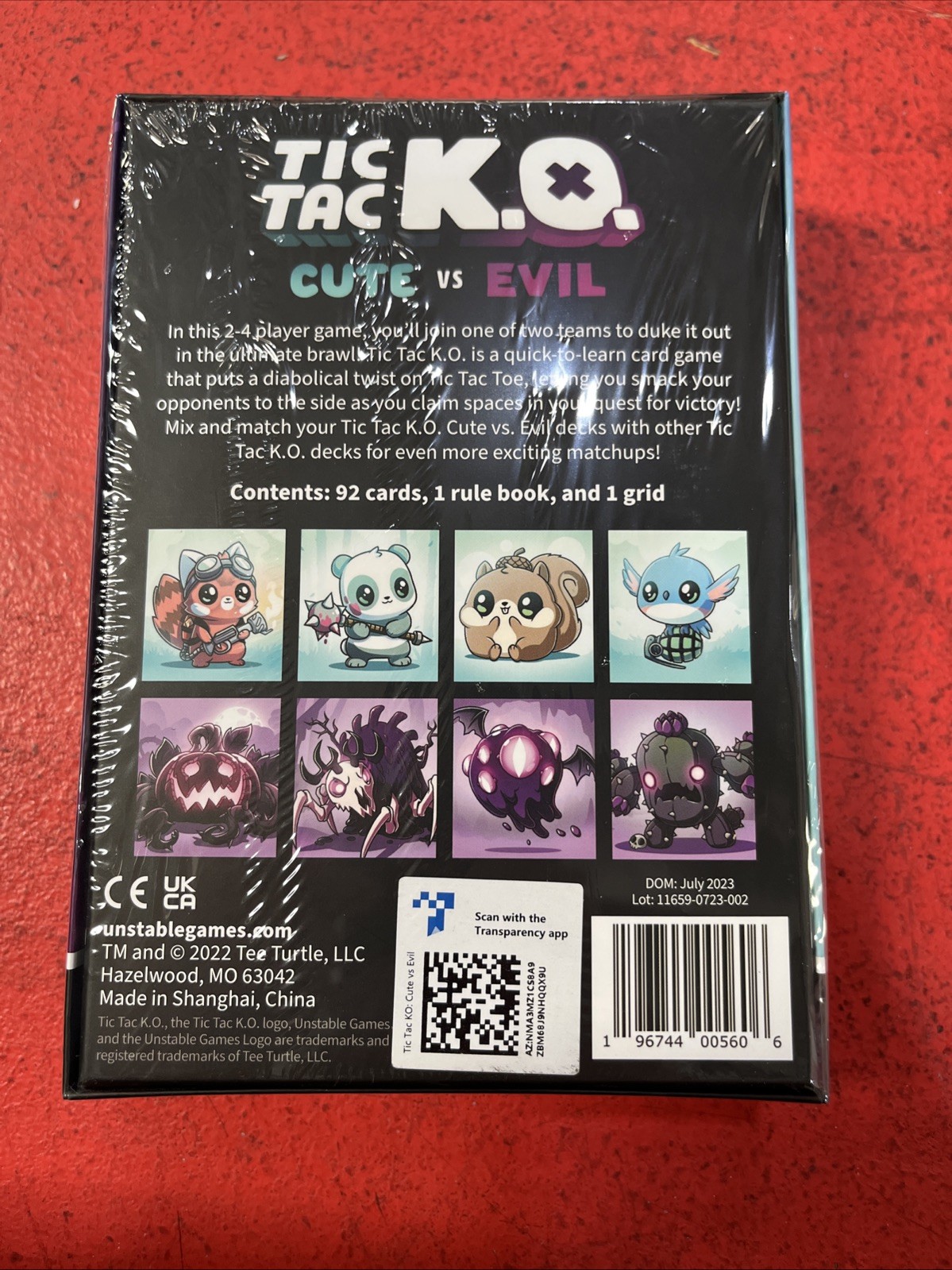 Tic Tac KO Cute vs Evil Card Game 8+ K.O. 2-4 Players Unstable Games New 2 Pack