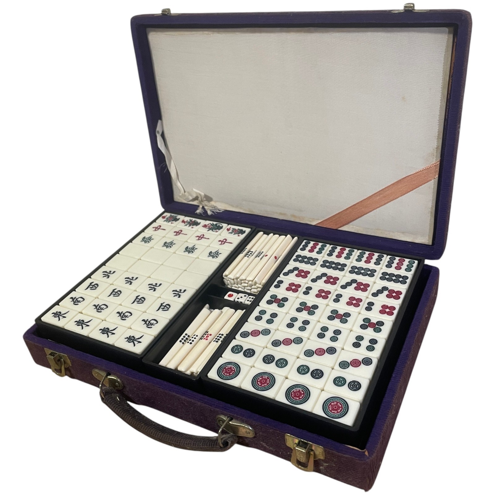 Vintage Mizuno Maruichi Bamboo Backed Mahjong Tile Set Japanese Riichi Mahjong