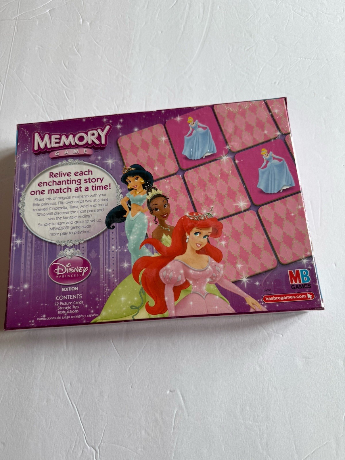 NEW Memory Matching Game, Disney Princess Edition By Hasbro, 72 Pictures, Sealed