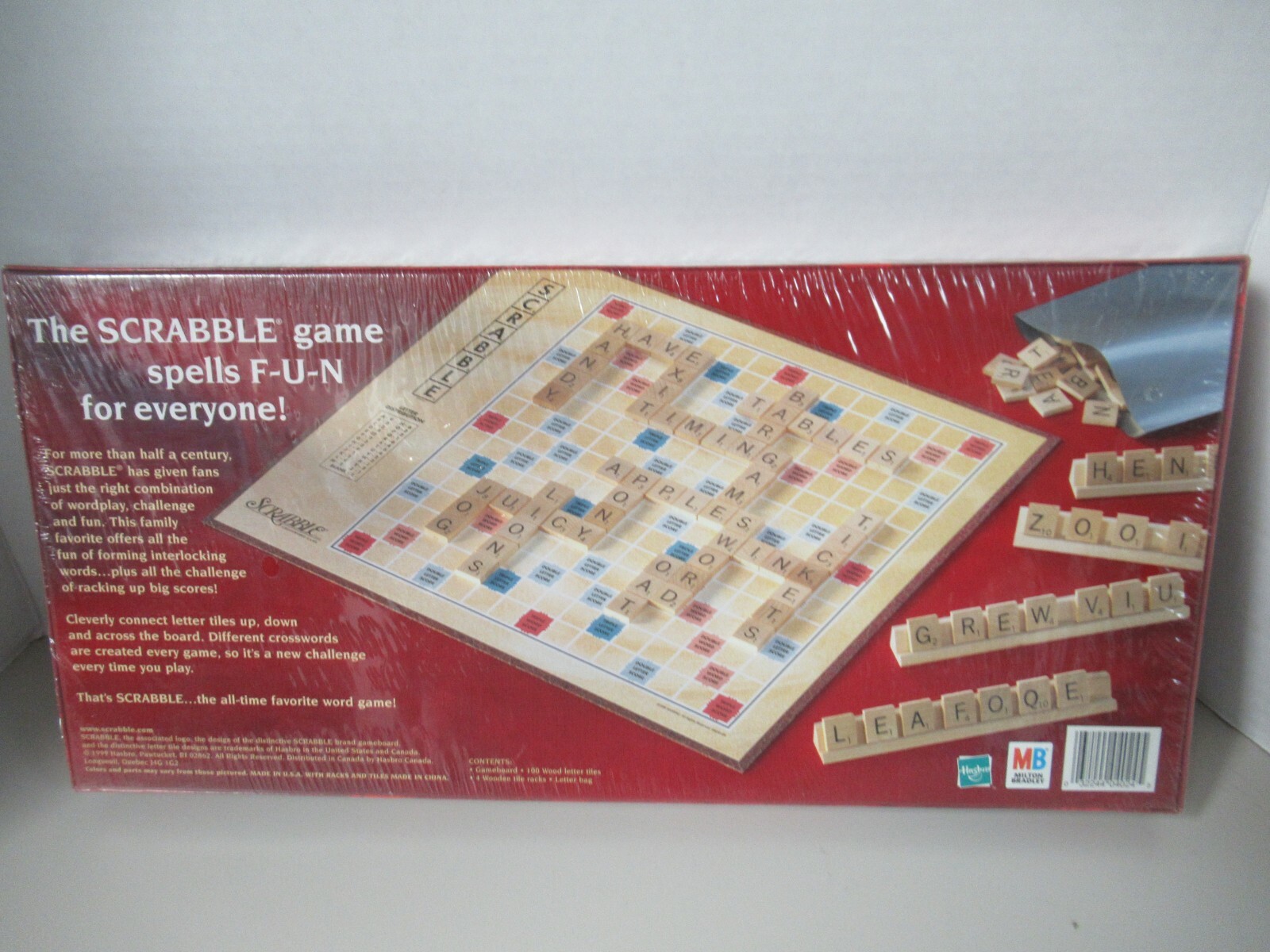 Scrabble 1999 Crossword Game by Hasbro and Milton Bradley NEW Wooden Tiles