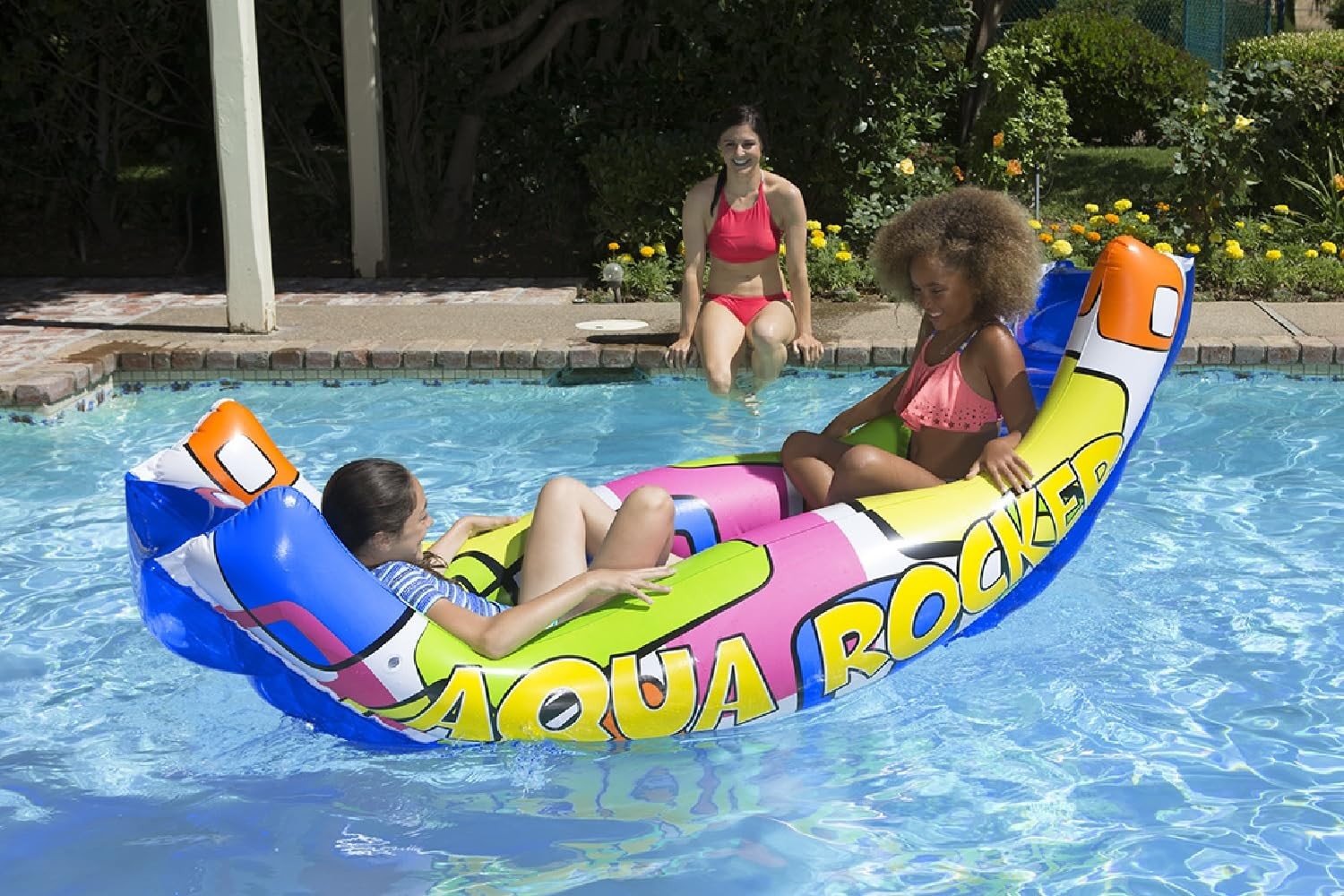 Inflatable Pool Float Rocker 88 x 52 in Blue Multi Poolmaster 86104 Aqua Adults
