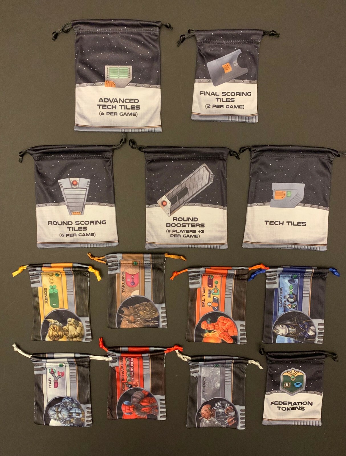 Gaia Project Board Game Z-MAN – 13 Promo Drawstring Microfiber Bags – NEW