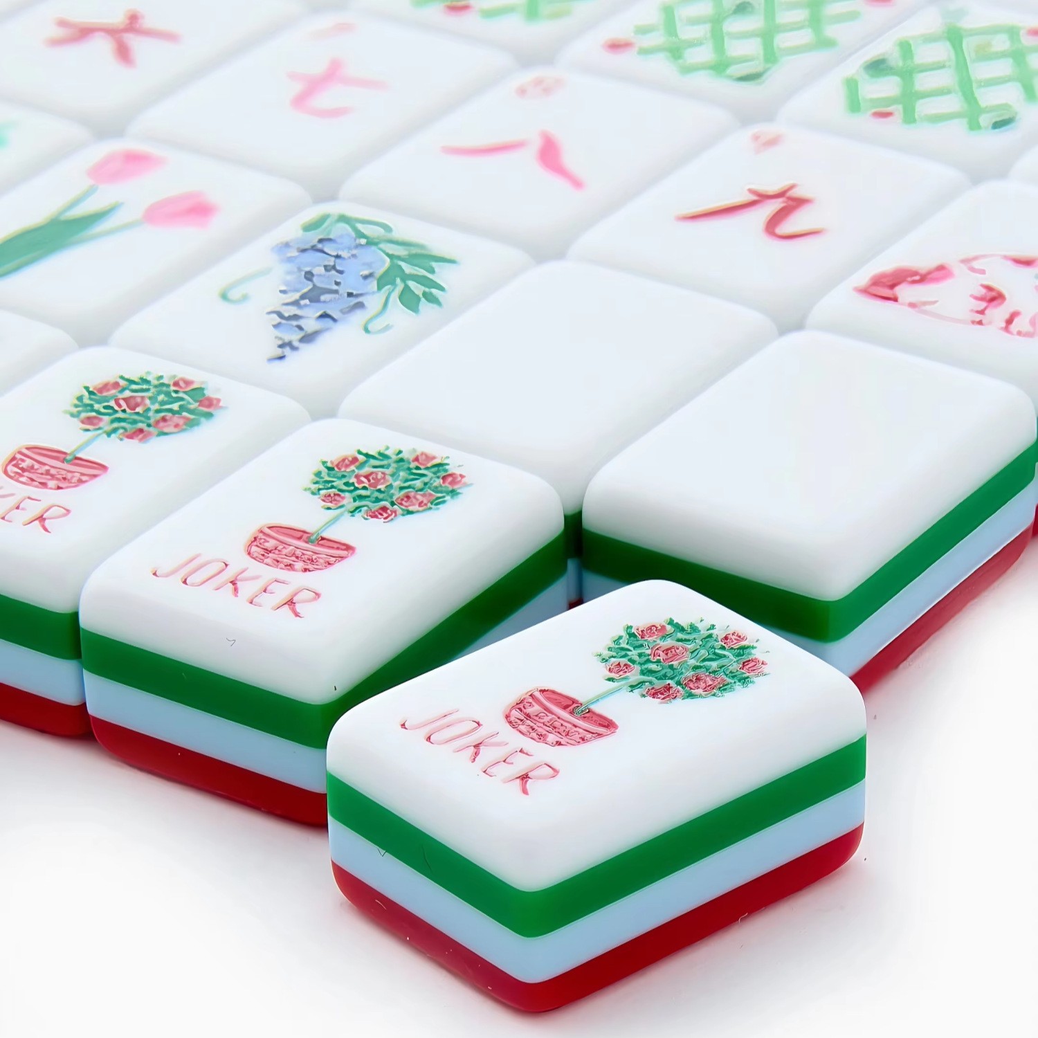 American Mahjong Game Set, 160 new red acrylic layered mahjong tiles