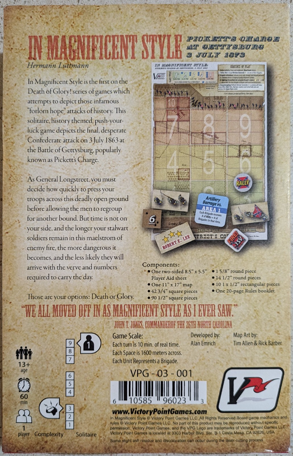 In Magnificent Style: Pickett’s Charge at Gettysburg (Victory Point Games)